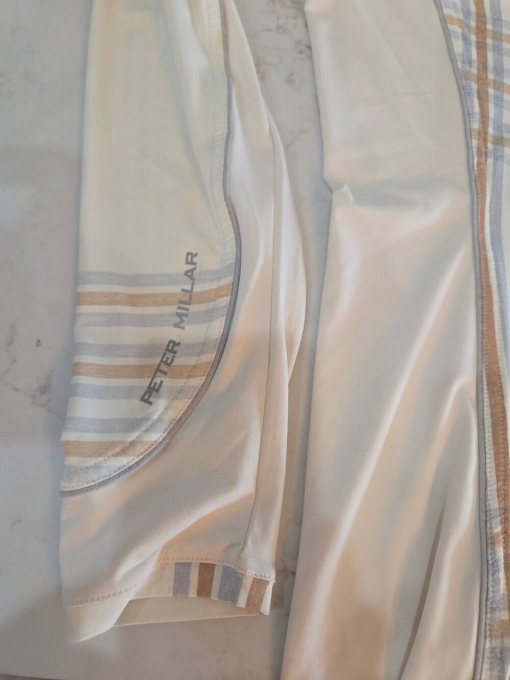 Peter Millar Womens Ivory Plaid UPF 50+ Quarter-Zip Sun Shirt Medium Golf EUC - Picture 7 of 12